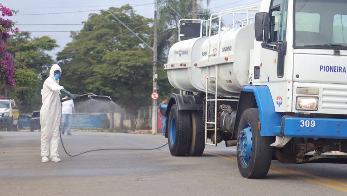 Em Suzano, empresa do BMS concentra esforços na desinfecção da cidade