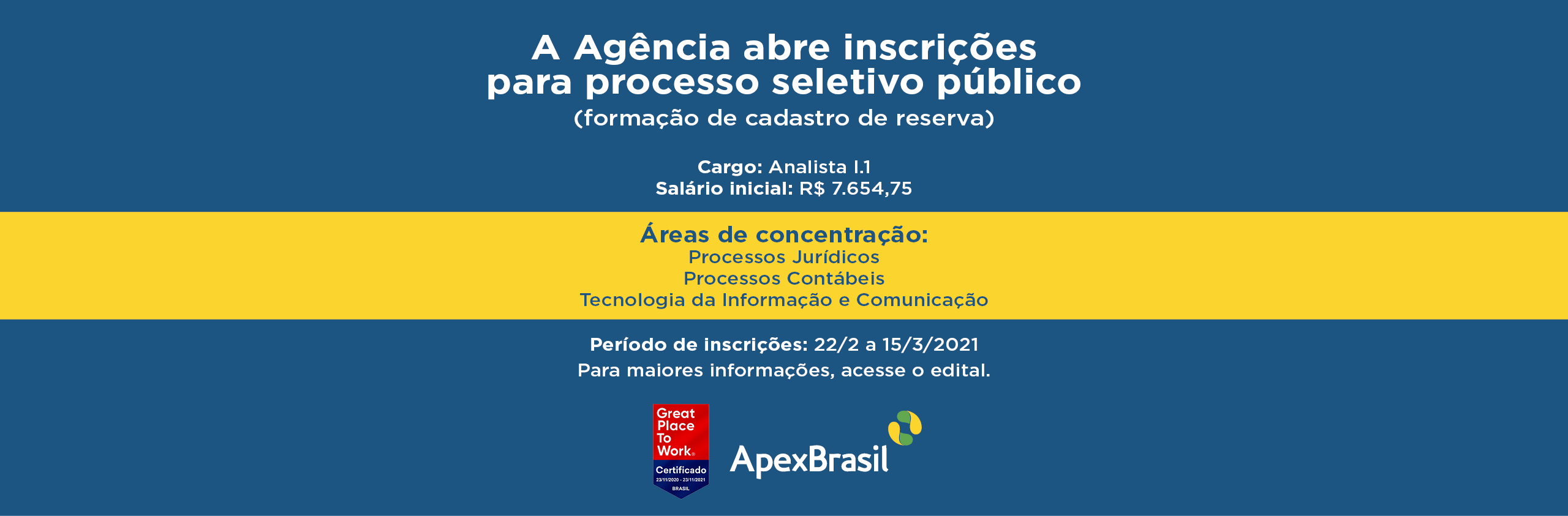 Apex-Brasil abre inscrições para processo seletivo público